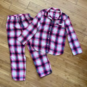 Gap Kids pink and blue plaid pjs, Size 8 girls